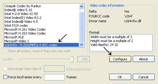 configuring video codec